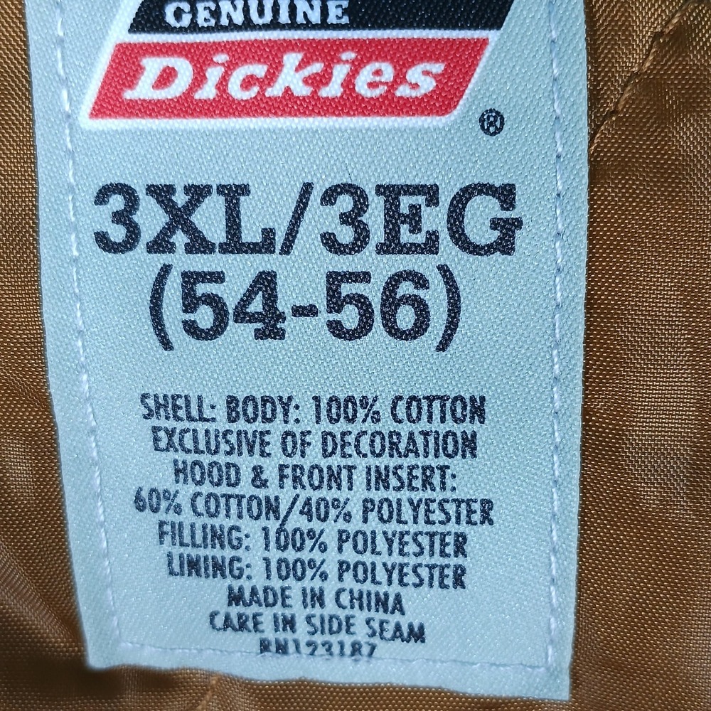 Dickies Work Jacket Mens 3XL Brown Duck Canvas Quilt Lined Reinforced Elbows - Picture 3 of 10